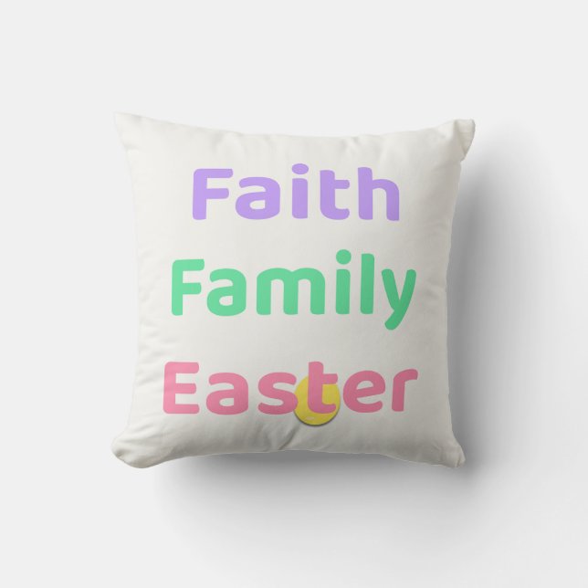 Almofada Faith & Joy Easter Pillow – Faith Family Easter (Frente)