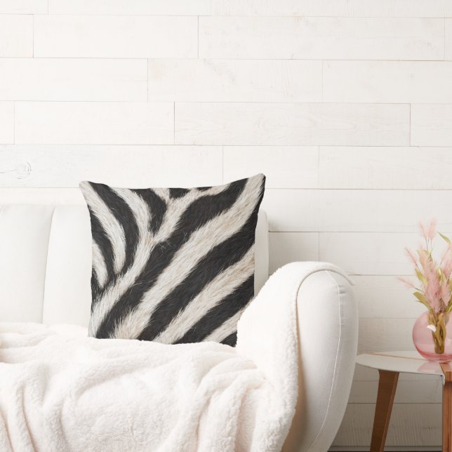 Almofada Faixa de Zebra Selvagem Preto e Branco Olhar de Pe (Sofá)