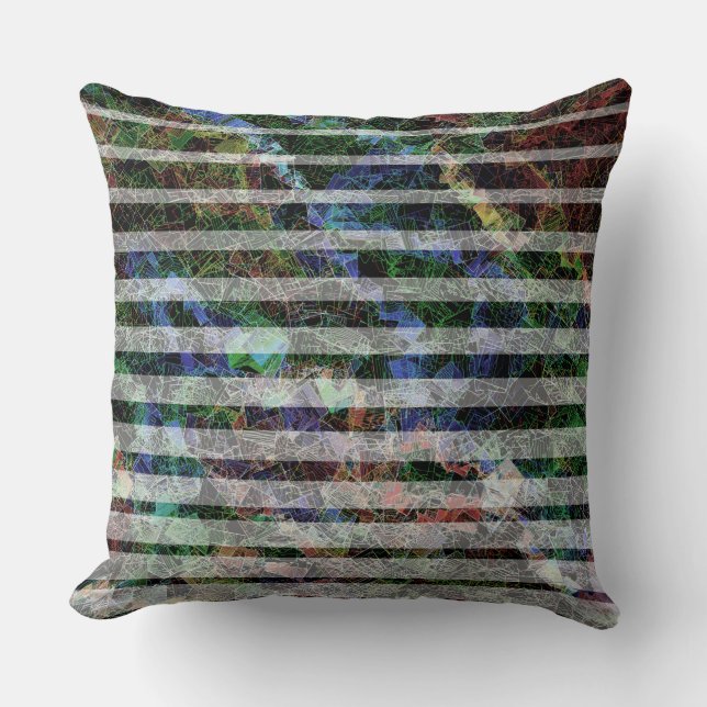 Almofada Faixa estranha e quadrados pequenos arranhados em  (Frente)