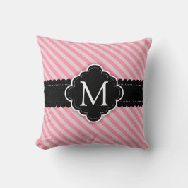 Almofada Faixa Rosa Girly Padrão Monograma Personalizado Pr