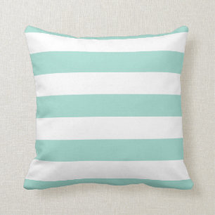 Almofada Faixas de Seafoam Verde e Branca