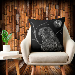 Almofada Falcão com Lua cheia Monograma preto