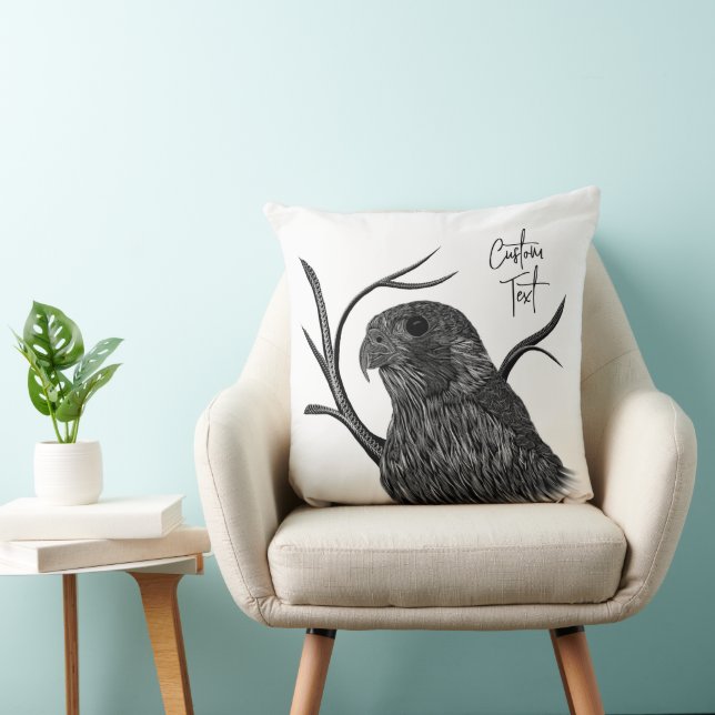 Almofada Falcão Peregrino em Ramais de Árvore com Escrita M (Cadeira)