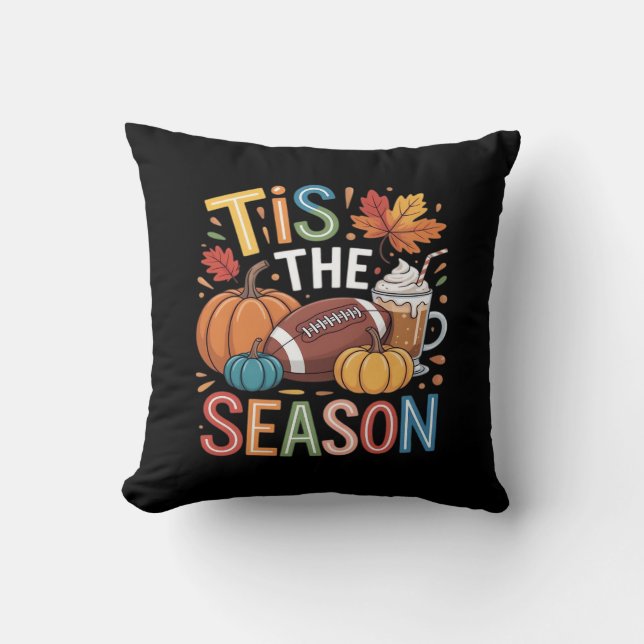 Almofada Fall Football Autumn Pumpkin Coffee (Frente)