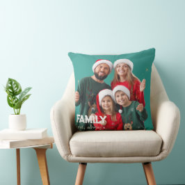 Almofada Família | Boho com Sobreposição de Texto e Duas Fo