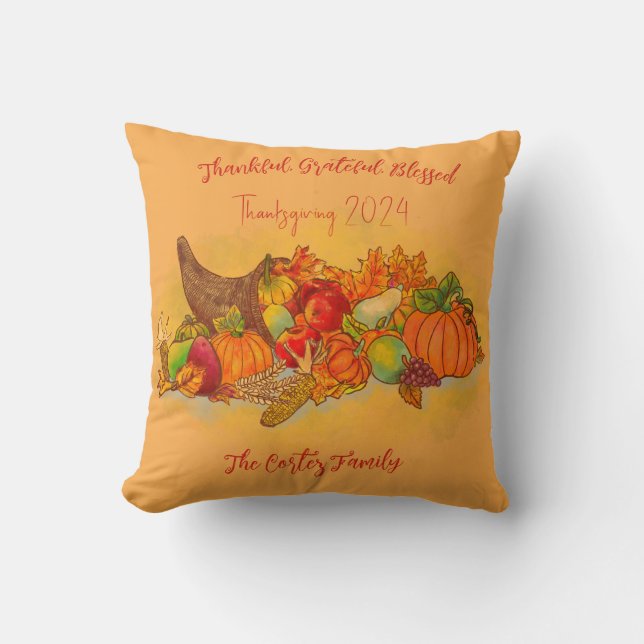 Almofada Família de Ação de Graças Personalizada - Personal (Frente)