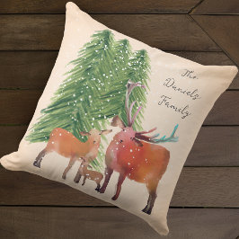 Almofada Família de Veados de Natal Personalizada