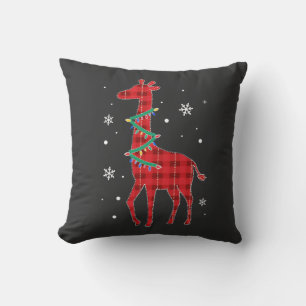 Almofada Família de Xadrez de Búfalo Girafa de Natal Pa