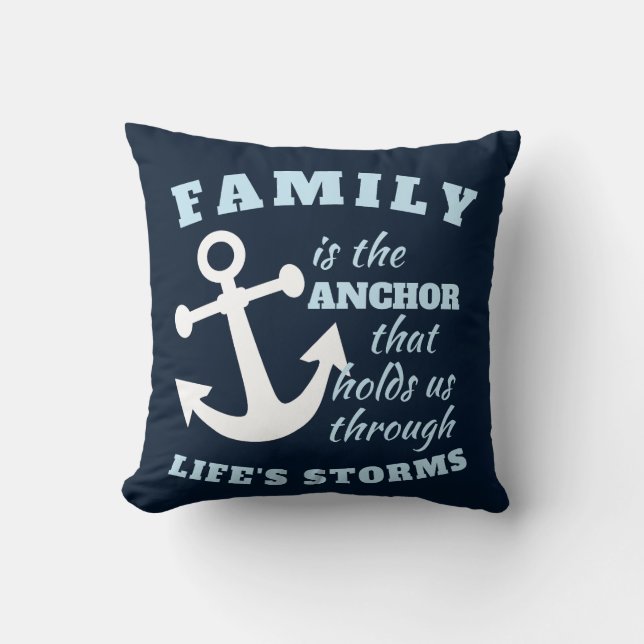 Almofada Família é a âncora que nos segura através da vida (Frente)