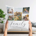 Almofada Família Elegante de Script de Colagem de Fotos Per<br><div class="desc">Crie seu próprio travesseiro de fotos personalizado,  simplesmente adicione suas fotos favoritas para um travesseiro decorativo personalizado da família.</div>