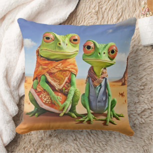 Almofada Família Lizard Trabalho de arte