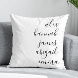 Almofada Família Personalizada de Crianças de Script Elegan<br><div class="desc">Elegante Rustic Kids Nomeia Travesseiro decorativo Personalizado.</div>