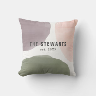 Almofada Família Personalizada Nome Círculos de Aquarela Mo