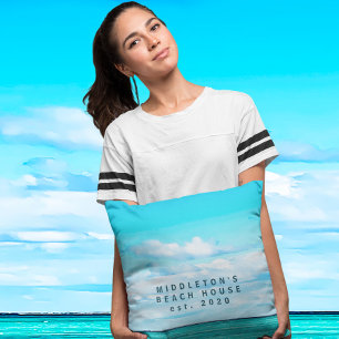 Almofada Família Pessoal Costeira do Céu Azul Aqua Ocean Sk