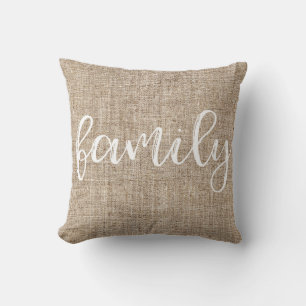 Almofada FAMÍLIA Rustic Brown Saindo Burlap, FAMÍLIA