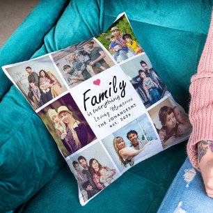 Almofada Família Script é Tudo o que a Colagem de Fotos man