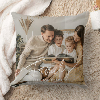 Almofada Família Sobreposição de texto boho sofisticado Tra