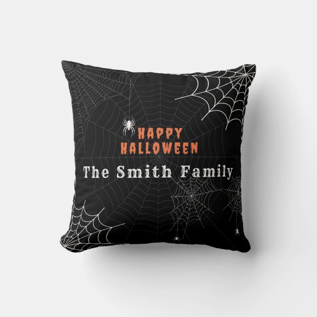 Almofada Família Spider Web Happy Halloween Personalizada (Frente)