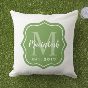 Almofada Família Verde Elegante Monograma Inicial