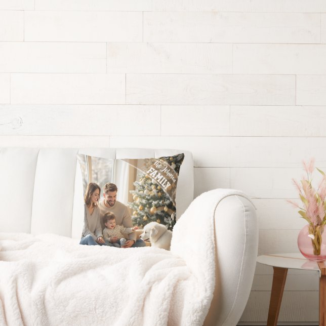 Almofada Family modern script Text Overlay with Two Photos (Sofá)