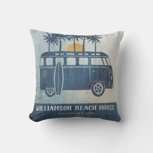 Almofada Family Summer Beach House Retro Van Monogrammed