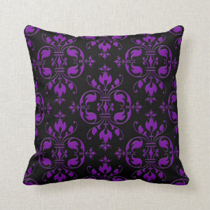 Almofada Fancy Preto e Roxo Damask