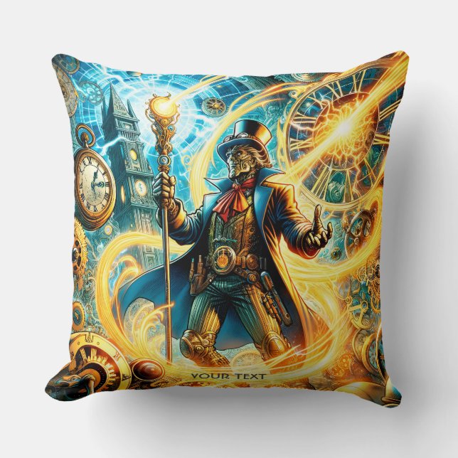Almofada Fantasia adorável feiticeiro do tempo steampunk (Frente)