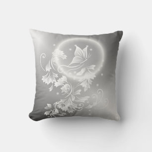 Almofada Fantasia Branca de Prata Floral