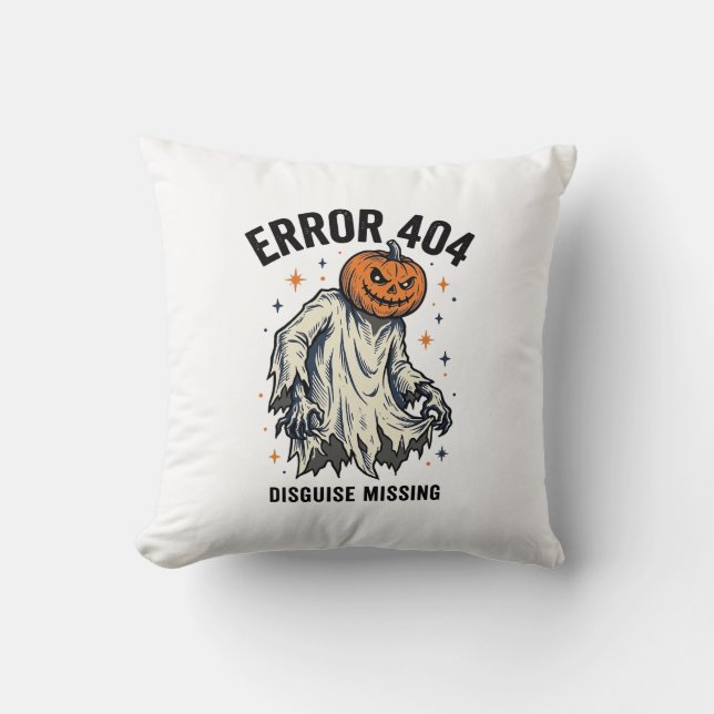 Almofada Fantasia de Abóbora Fantasma Erro 404 de Halloween (Frente)