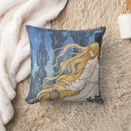 Almofada Fantasia de Conto de Fadas Vintage Rapunzel Art No