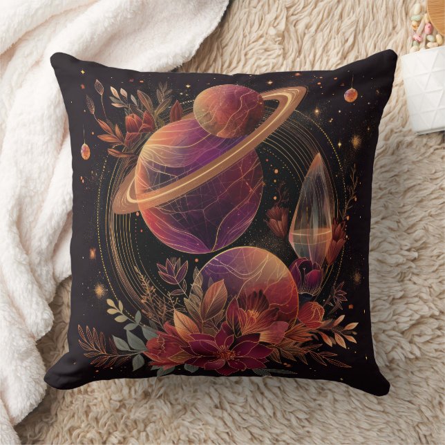 Almofada Fantasia Espacial Roxa Planeta Anel de Cristal (Cobertor)