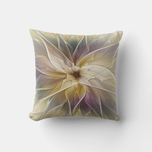Almofada Fantasia Floral, Dourada, Abstrato de Gato, Arte F