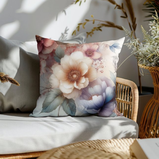 Almofada Fantasia Floral em Aquarela (Criador carregado)