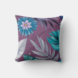 Almofada Fantasia Floral Vibrante na Canvas Profunda Roxo