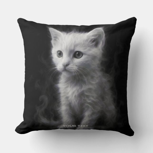 Almofada Fantasia Gatinho Fumaça Branca Fofo (Frente)