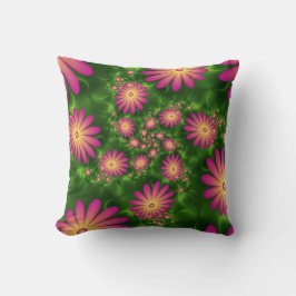 Almofada Fantasia Rosa Flói Arte Fractal Moderna Abstrato