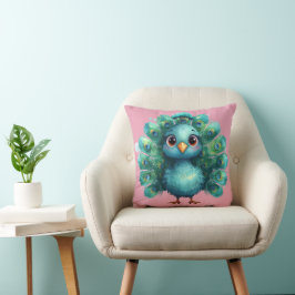 Almofada Fantasioso Pavão Azul Fofo