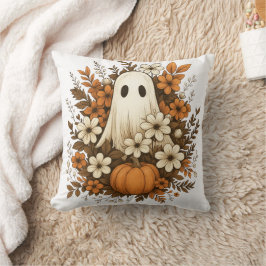 Almofada Fantasma Bonito Com Pumpkin E Flores De Queda - Ha