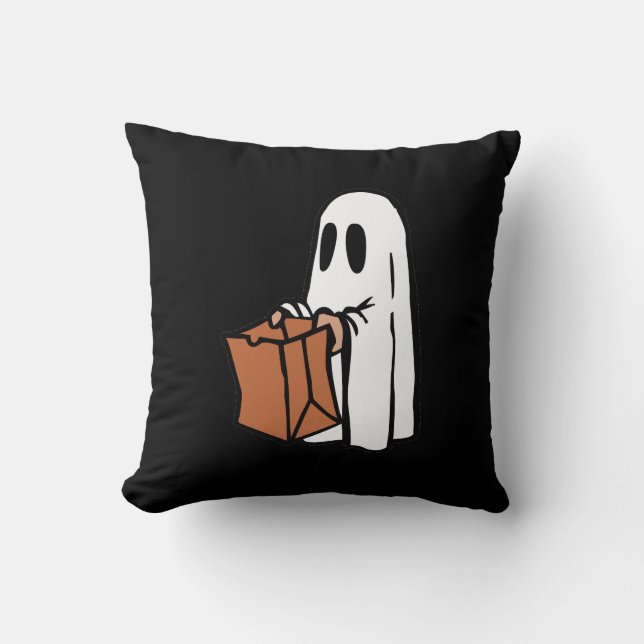 Almofada Fantasma com Truque de Saco ou Tratamento a Preto (Frente)