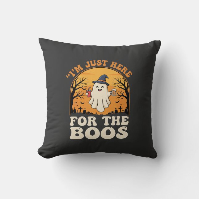 Almofada Fantasma de Halloween Aqui Para as Vaias (Frente)
