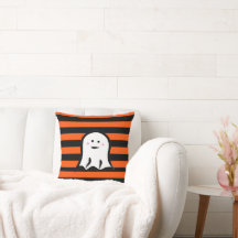 Fantasma de Halloween em Listras Pretas e Laranjas