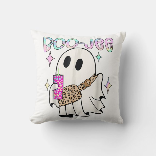 Almofada Fantasma de Halloween Engraçado Boo Jee (Frente)