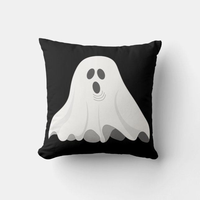 Almofada Fantasma de Halloween Preto e Branco (Frente)