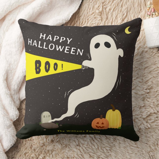 Almofada Fantasma Fofo Assustador Halloween Personalizado (Cobertor)