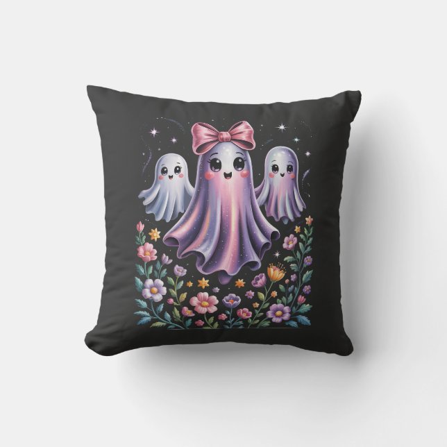 Almofada Fantasma Iridescente Garota de Halloween (Frente)