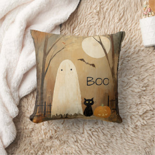Almofada Fantasma Mal-humorado Vintage e Gato Preto