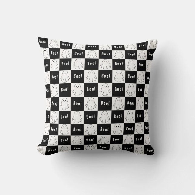 Almofada Fantasma Retro Preto e Branco (Frente)