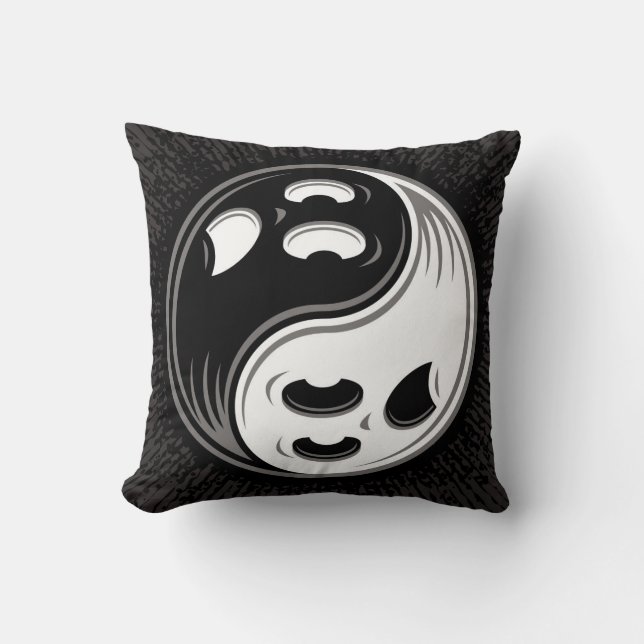 Almofada Fantasma Yin Yang Black and White (Frente)