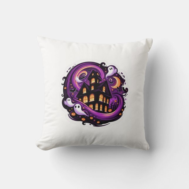 Almofada Fantasmas de Halloween, Pumpkins e Bats (Frente)