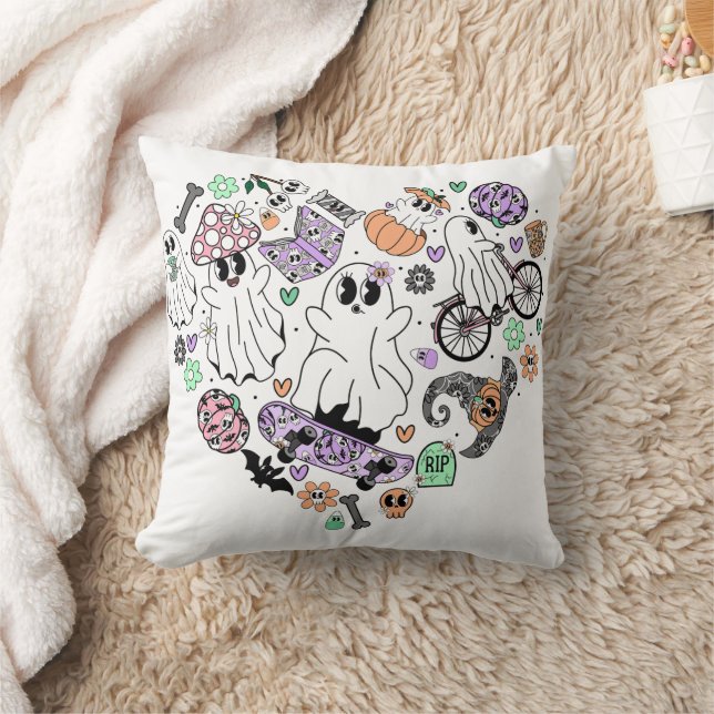 Almofada Fantasmas do Halloween e forma do Coração da Abóbo (Cobertor)